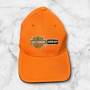 Vintage HARLEY DAVIDSON Hat Adult Ford Orange Cap 90s Y2K Biker Heavy Duty (212)